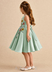 Azazie Prima Agave A-Line Bow Matte Satin Dress agave