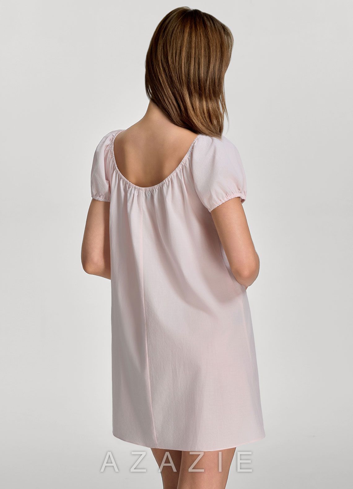 Woven Cotton Puff Sleeve Nightgown  blushing_pink