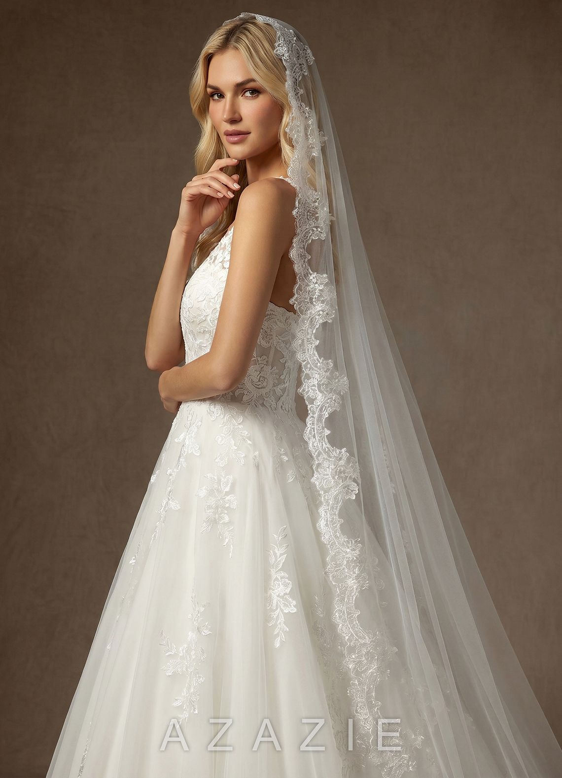 Lace Mantilla Rosalind Cathedral Veil  diamond_white