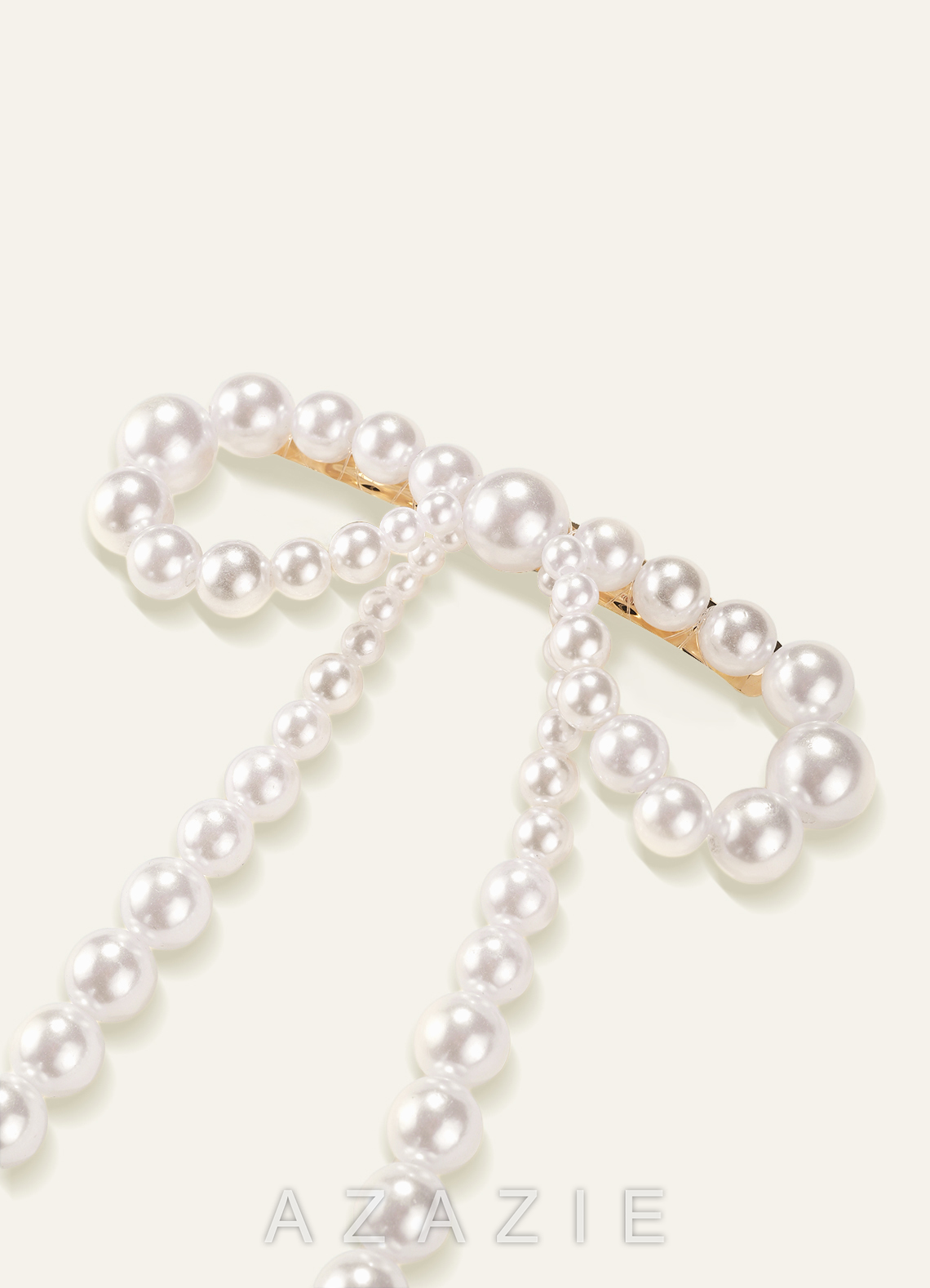 Pearl Bow Barrette  white