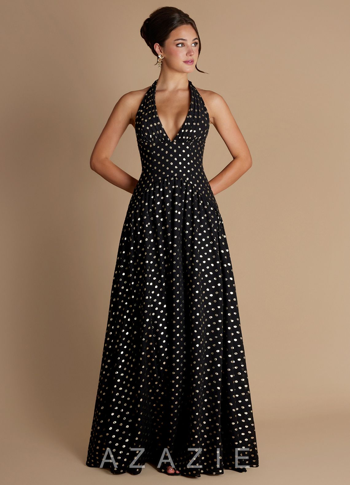 Jennie {color} Maxi Dress  sp_black_gold_polkadot_#bp134307