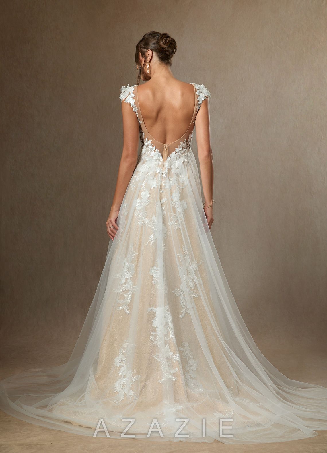 Azazie Moonstone Wedding Dress Diamond White Champagne A-Line Sweetheart Sequins
