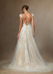 Azazie Moonstone Wedding Dress Diamond White Champagne A-Line Sweetheart Sequins