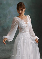 Azazie Keylani Diamond White A-Line Lace Dress