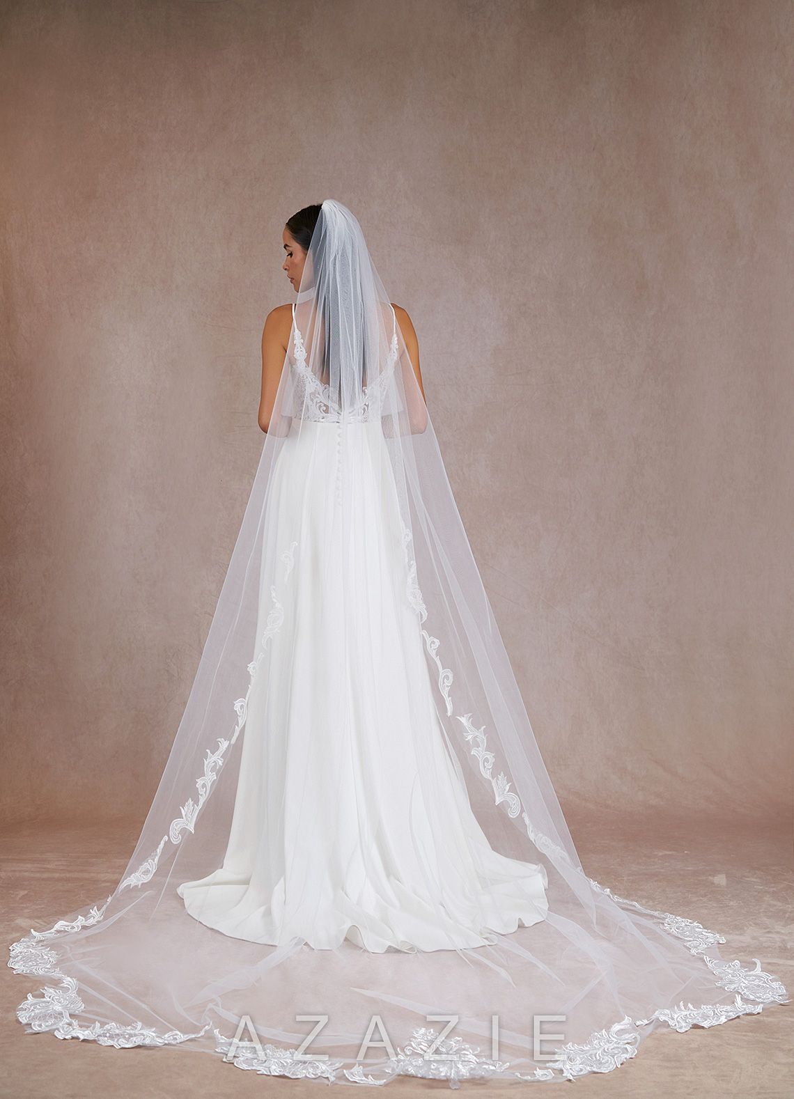 Maria Cathedral Veil with Extended Lace Trim