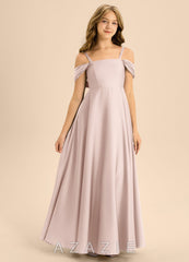 Azazie Rowena Junior Blushing Pink A-Line Bow Stretch Satin Dress blushing_pink