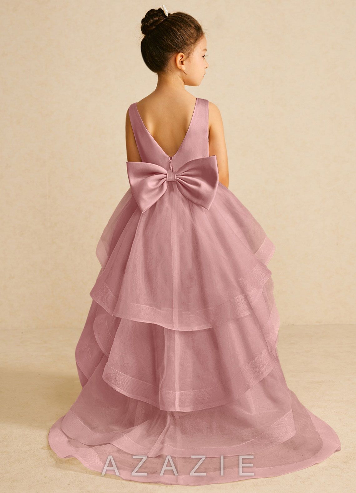 Azazie Pumpkin Dusty Rose A-Line Convertible Tulle Dress