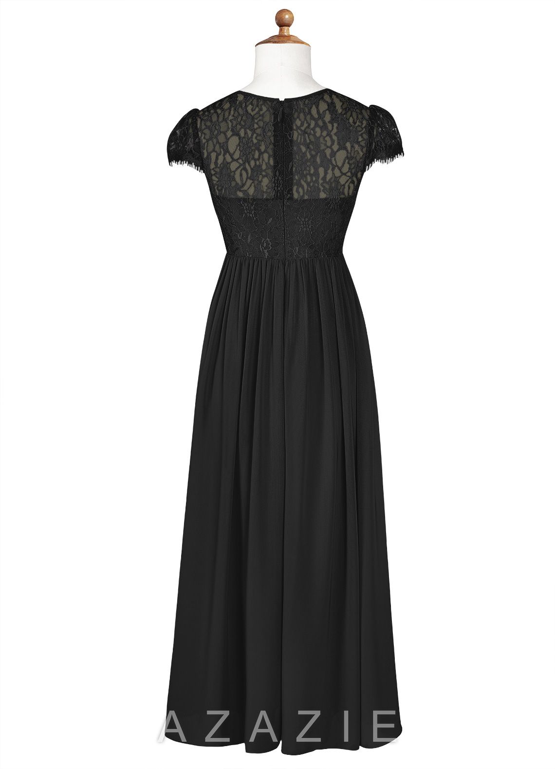 Azazie Delevingne Junior Black A-Line Lace Chiffon Dress black