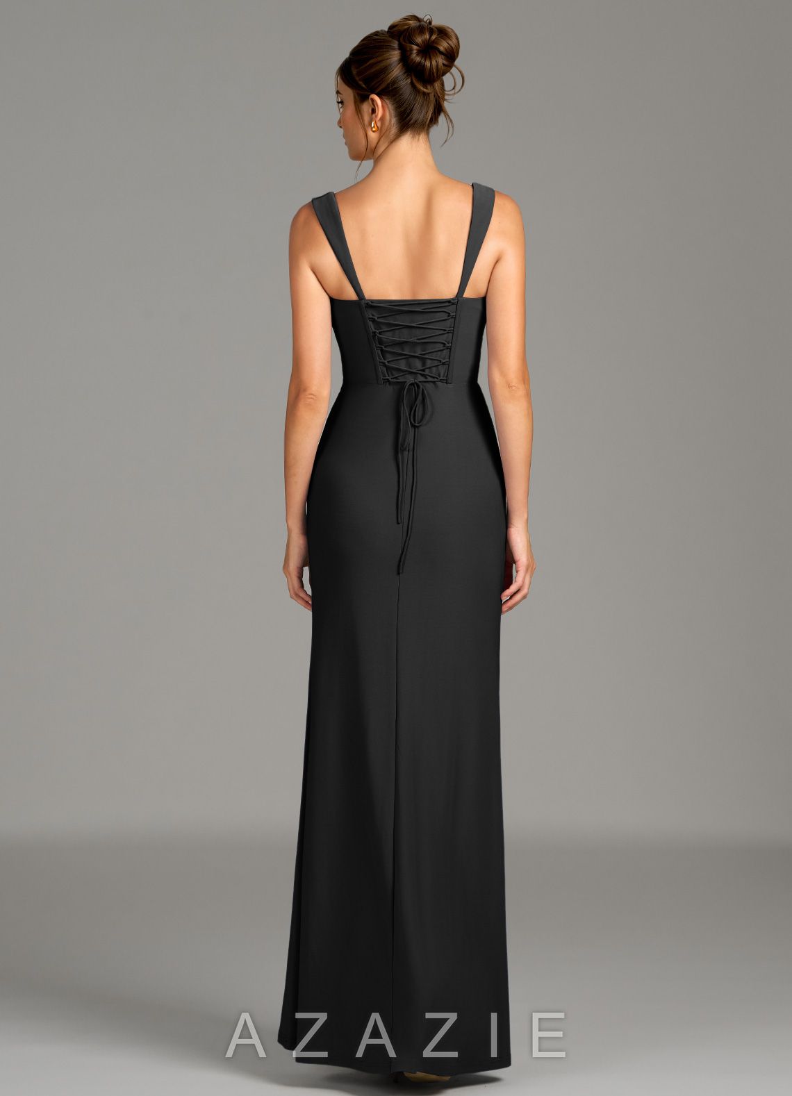 Azazie Agustina Black Mermaid Corset Premium Stretch Jersey Dress black
