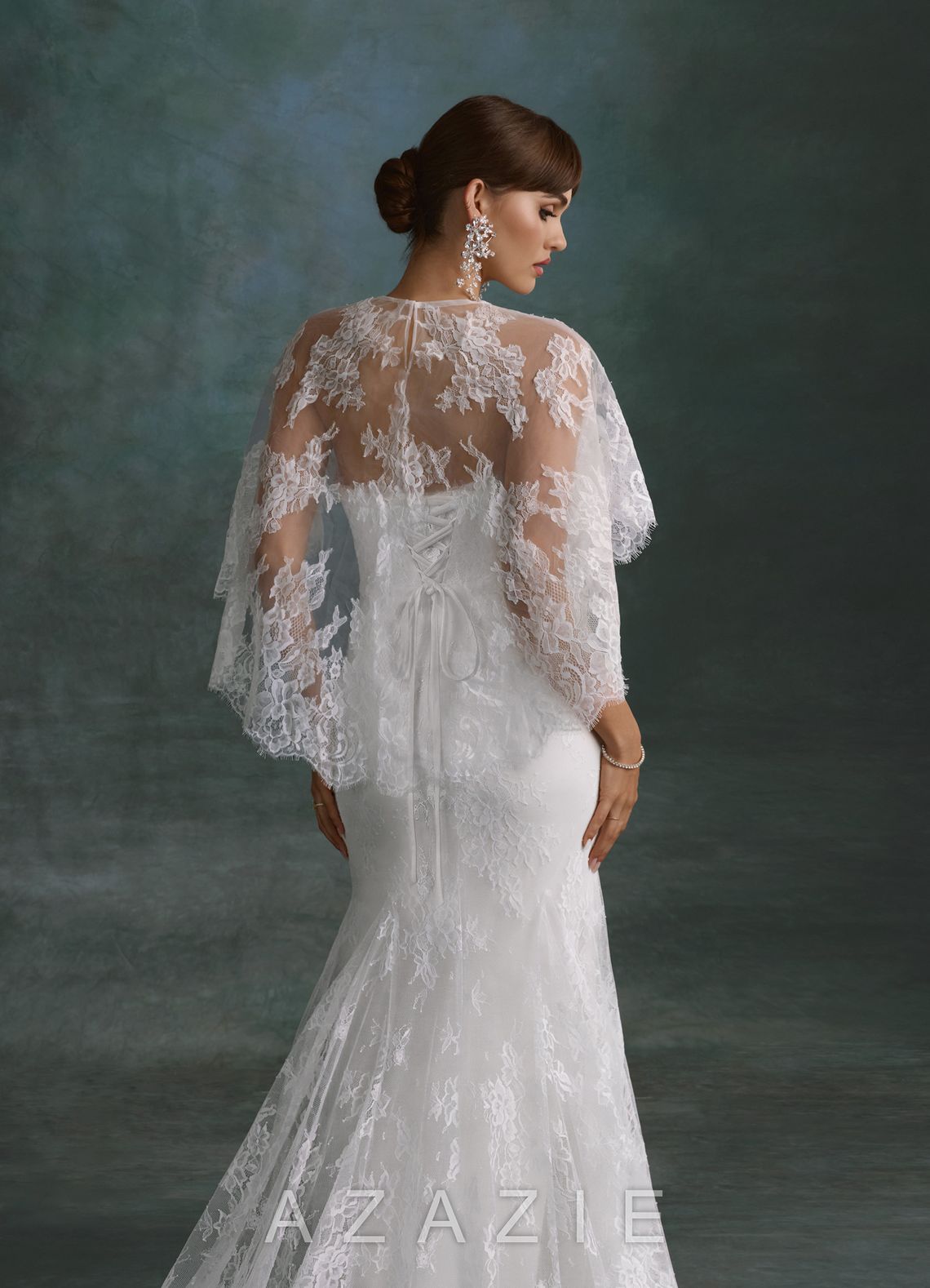 Azazie Dawna Diamond White Mermaid Strapless Lace Dress
