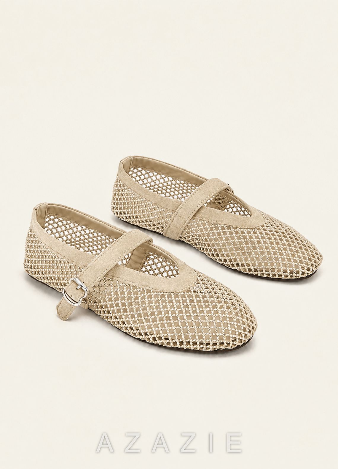 Celeste Rhinestone Mesh Mary Jane Flats  champagne