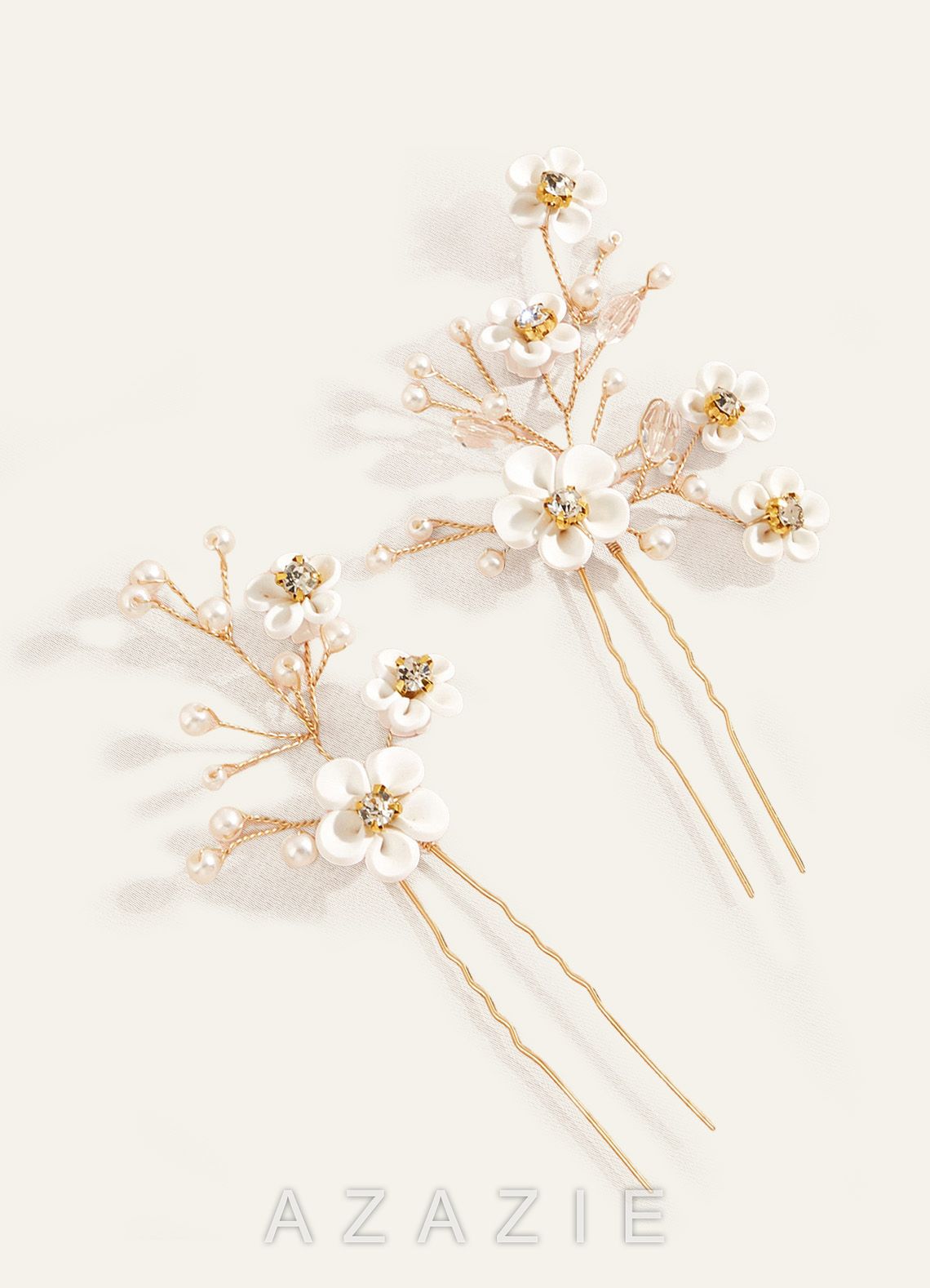 White Flower U-Shaped Hairpin Set
