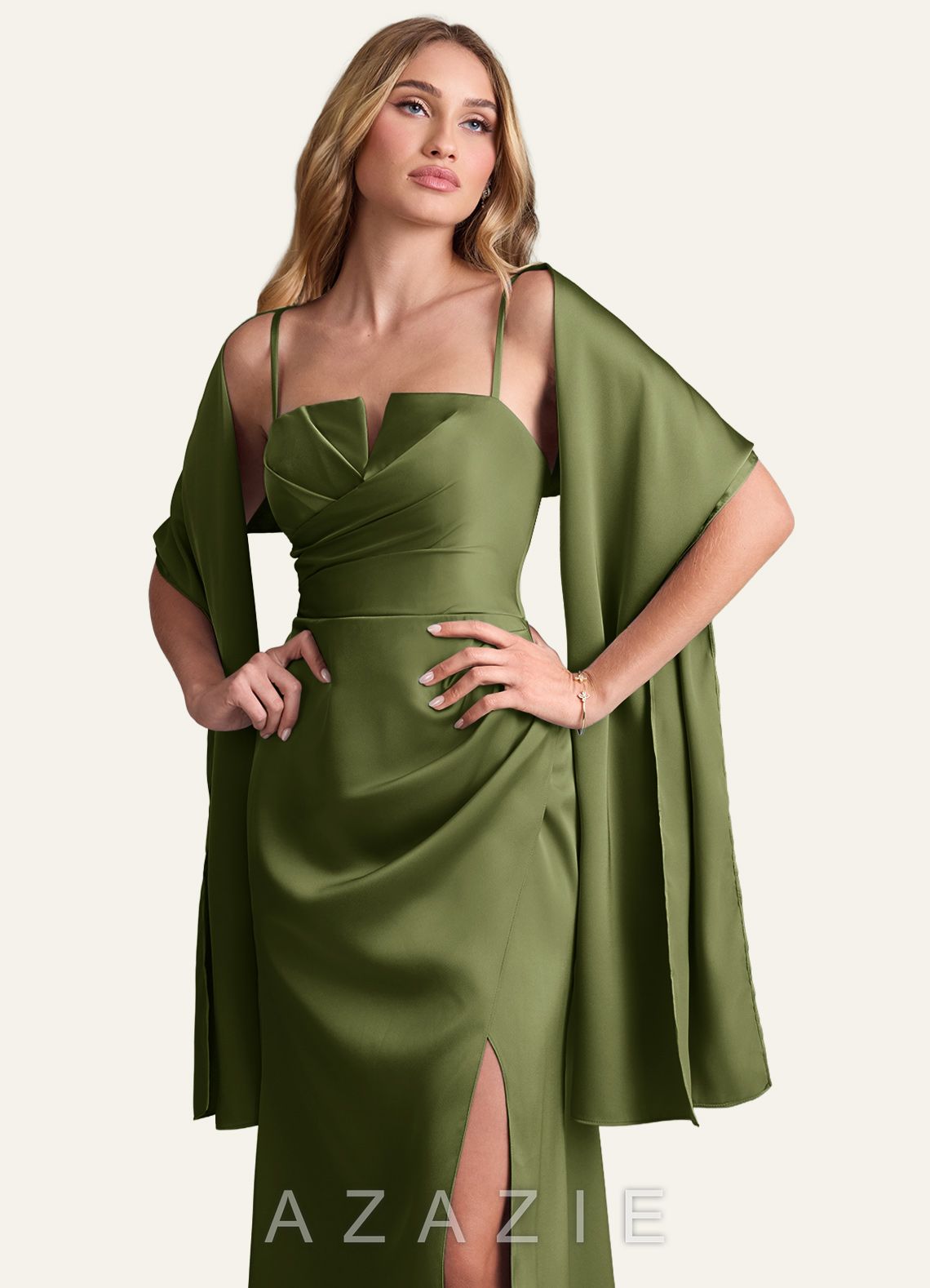 Azazie Matching Color Ireland Stretch Satin Shawl