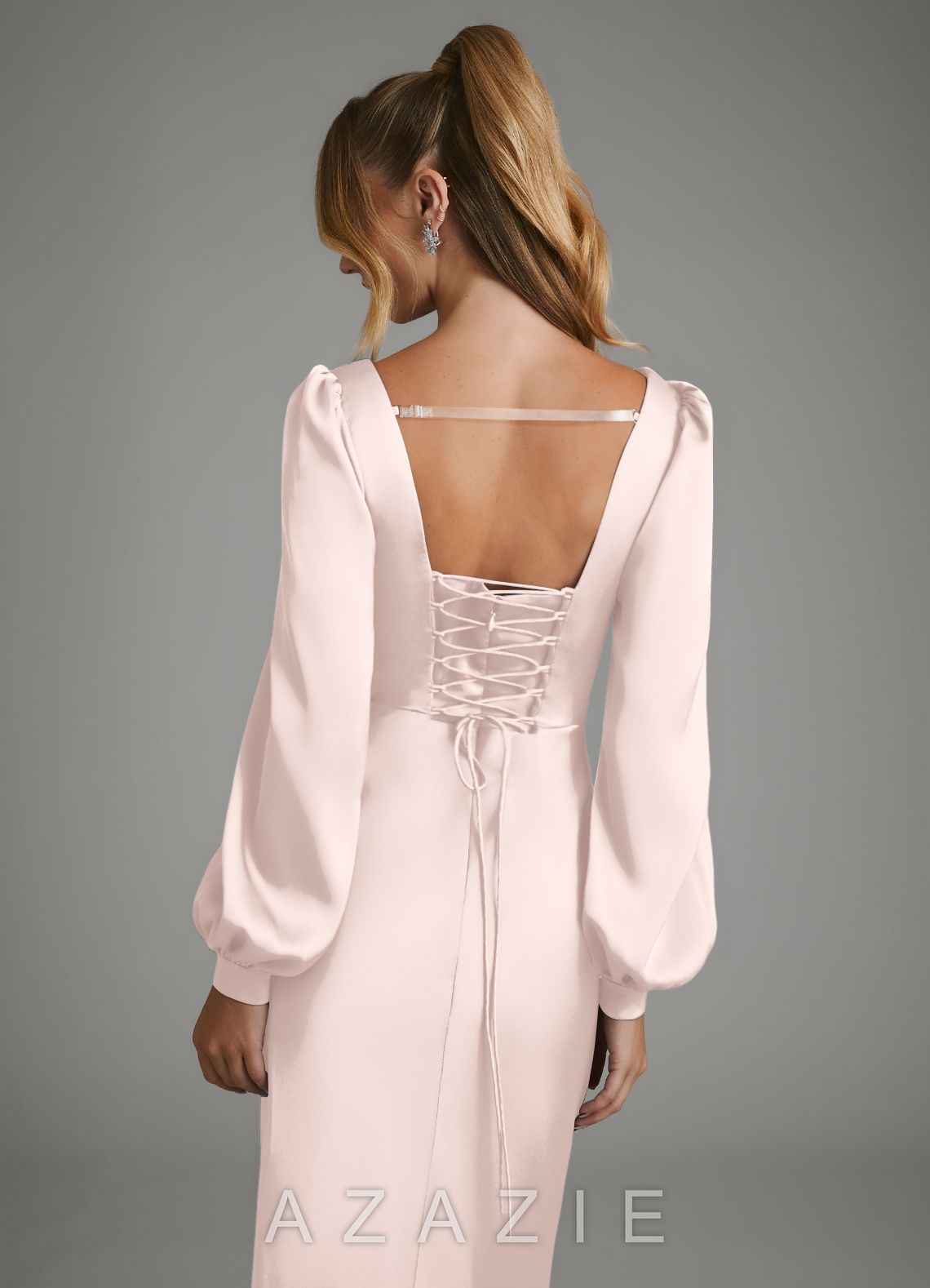 Azazie Brianna Blushing Pink Mermaid Corset Stretch Satin Dress blushing_pink