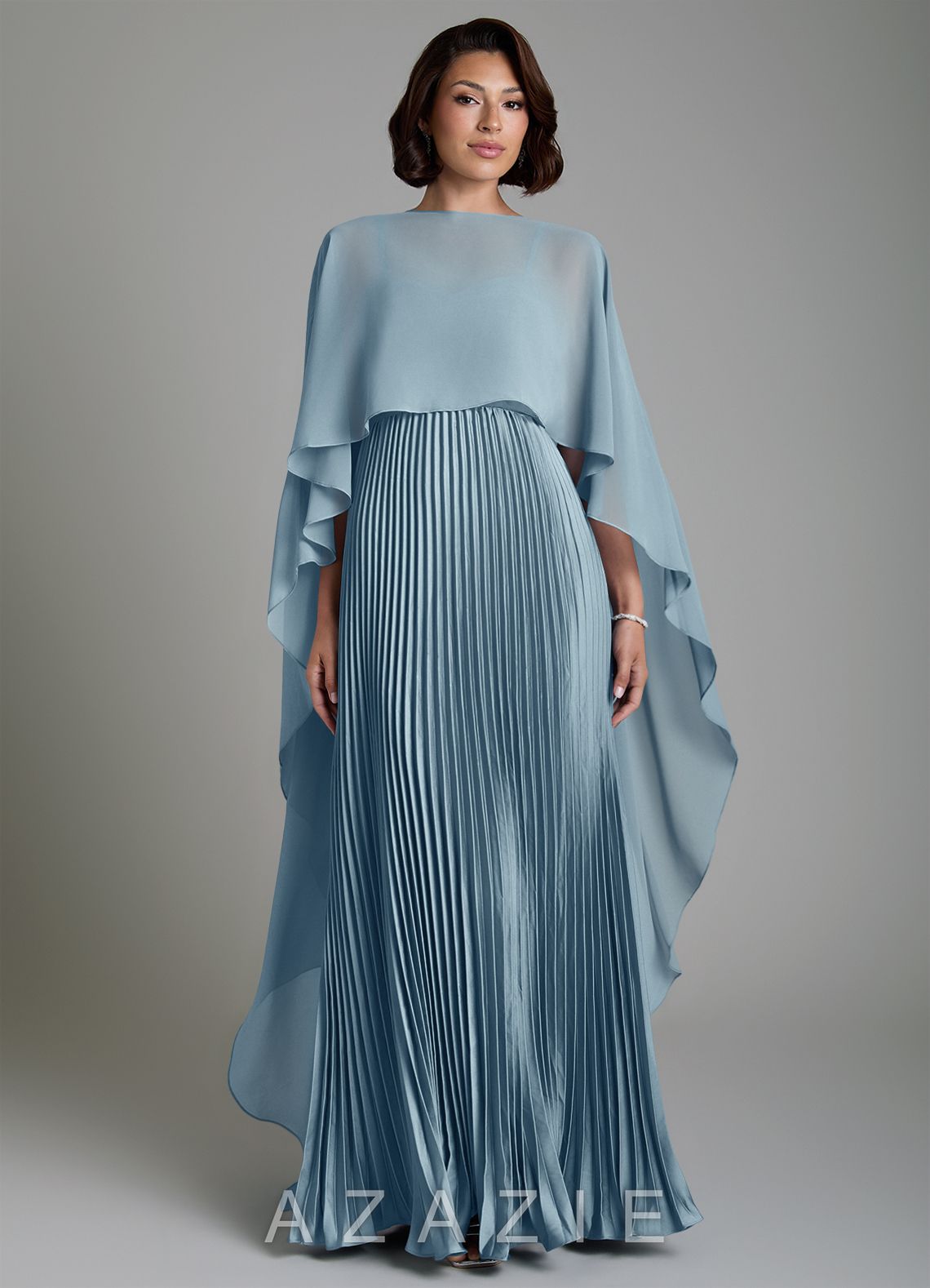 Azazie Micah Dusty Blue A-Line Corset Stretch Satin Convertible Dress dusty_blue
