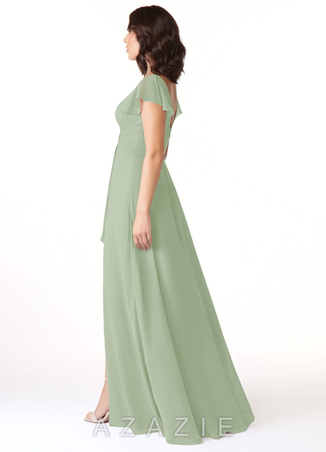 Azazie Omari Dusty Sage A-Line Chiffon Dress dusty_sage