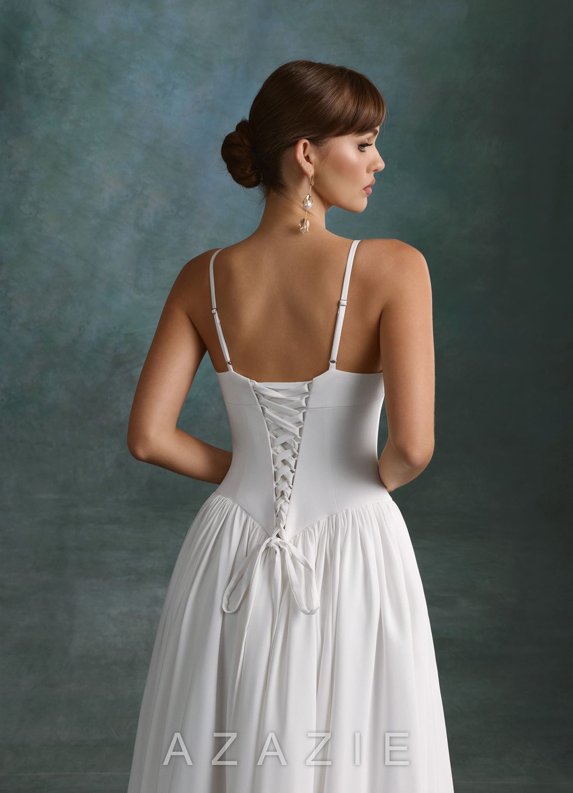 Azazie Gayle Diamond White A-Line Strapless Crepe Back Satin Dress diamond_white