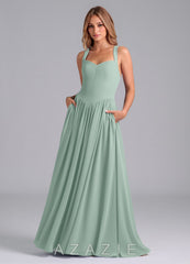 Azazie Francis Agave A-Line Corset Chiffon Dress