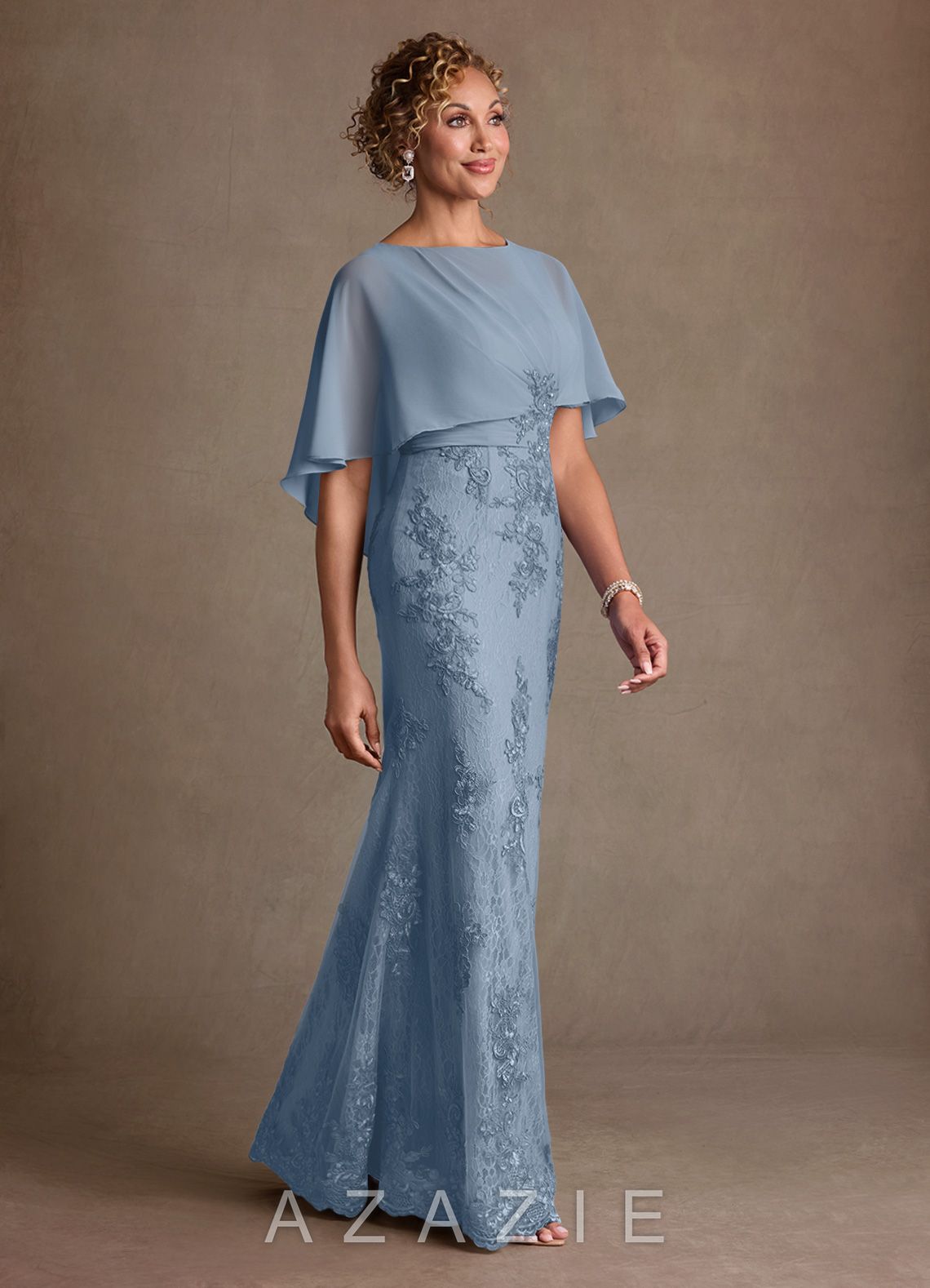 Azazie Amrita Dusty Blue Mermaid Lace Chiffon Dress dusty_blue
