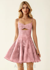 Stamsia Coral Pink Jacquard Ball Gowns Mini Dress