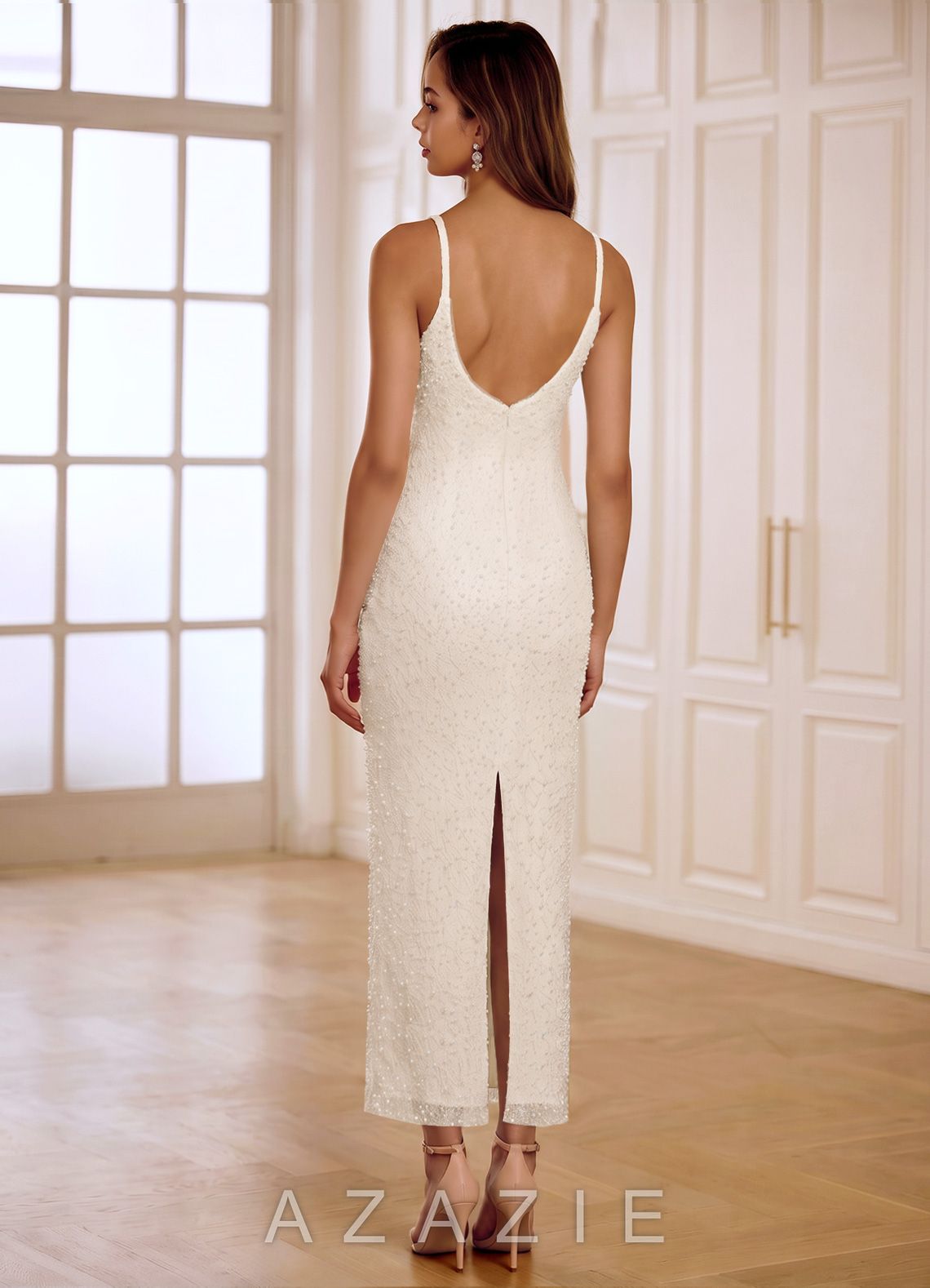 Florginem White Beading Lace Wedding Guest
