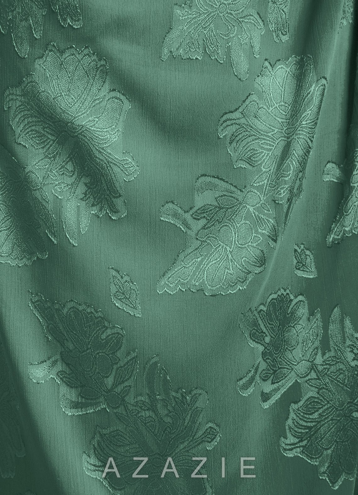 Azazie Kaelis Eucalyptus Mermaid Pleated Floral Jacquard Burnout Dress eucalyptus