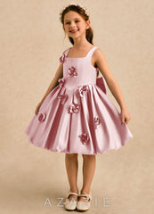 Azazie Lillian Powder Pink Ball-Gown Pleated Matte Satin Dress
