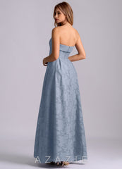 Azazie Lucienne Dusty Blue A-Line Strapless Floral Burnout Dress dusty_blue