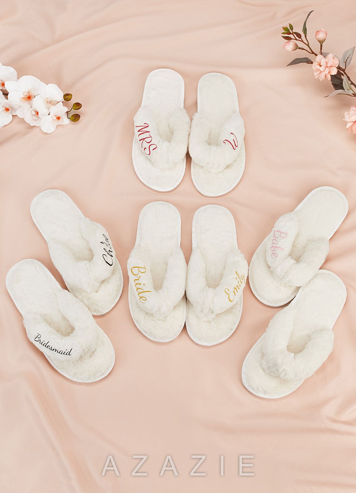 Personalized Bride Bridesmaid Fluffy Slippers