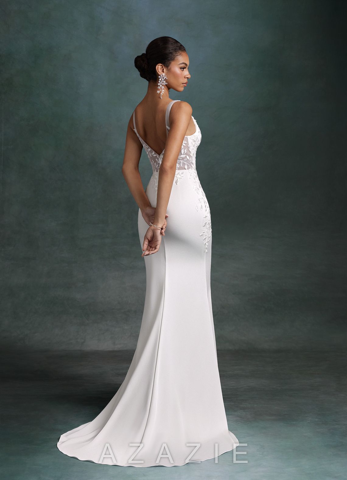 Azazie Sabrina Diamond White Mermaid Crepe Back Satin Dress diamond_white