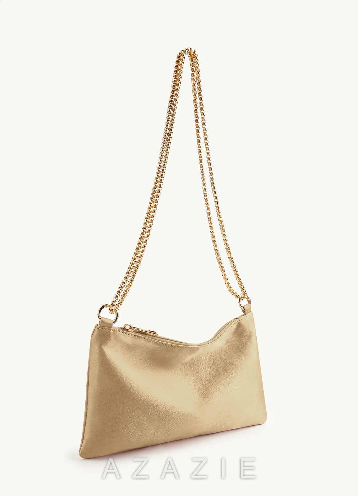 Matching Color Metallic Satin Adjustable Shoulder Bag