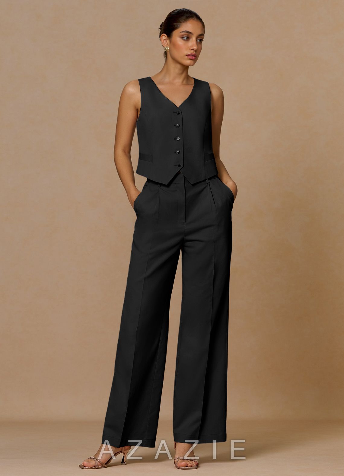 Margaret Black Cotton Linen Blend 3-Piece Suit
