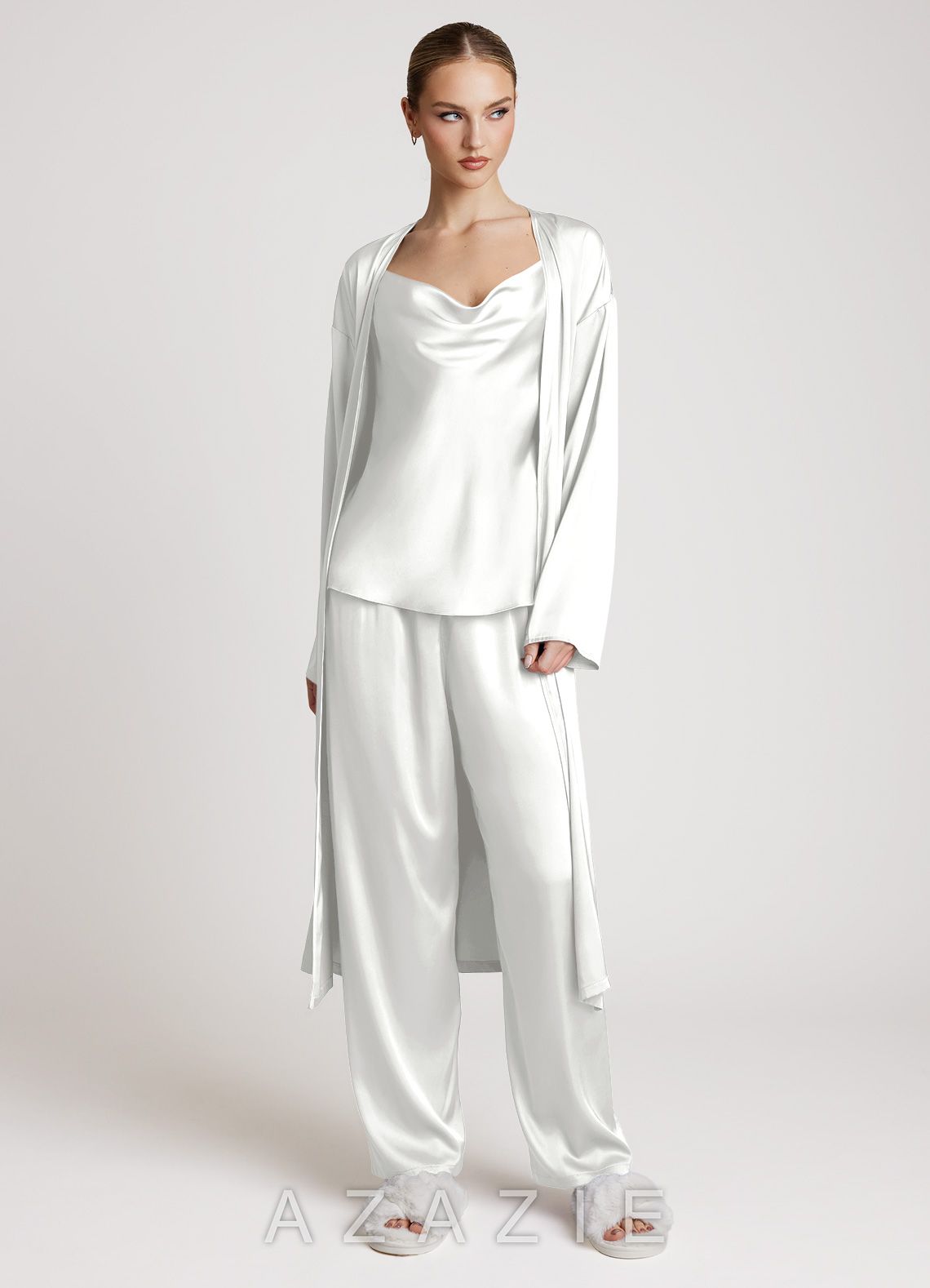 Satin Long Sleeves 3-Piece Loungewear Set