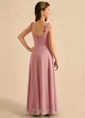 Azazie Masie Girls Formal Dusty Rose A-Line Pleated Chiffon Dress dusty_rose