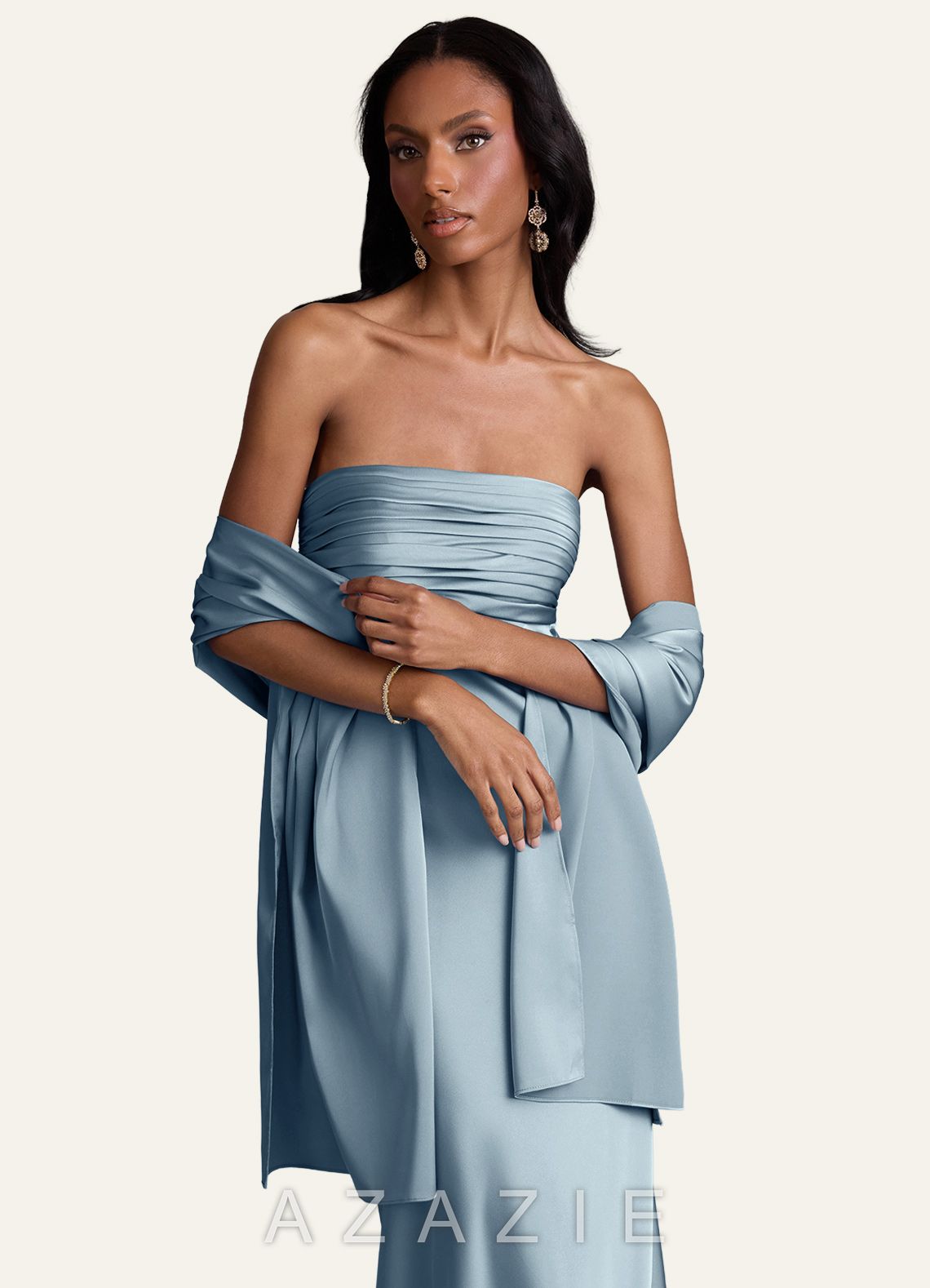 Azazie Matching Color Aleena Stretch Satin Shawl