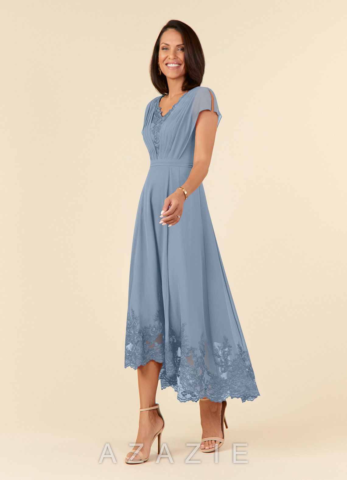 Azazie Palana Dusty Blue A-Line Lace Chiffon Dress dusty_blue