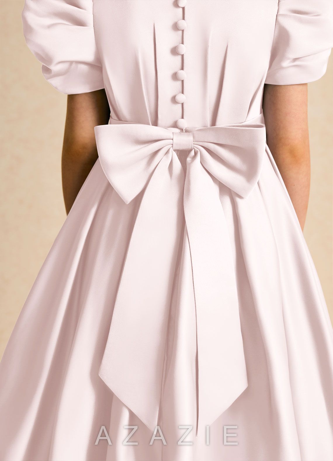 Azazie Miriam Blushing Pink Ball-Gown Pleated Matte Satin Dress blushing_pink