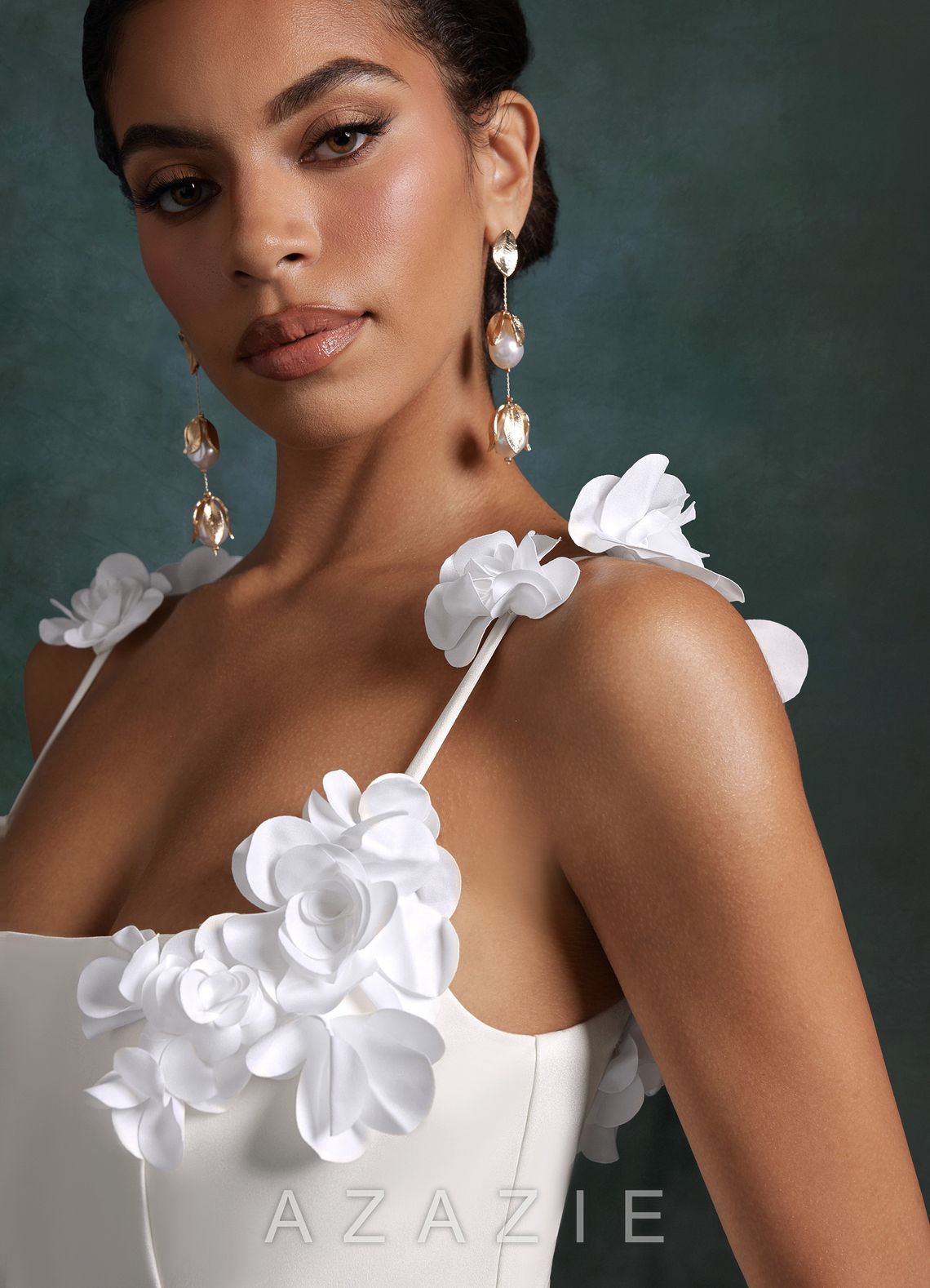 Azazie Jaslyn Diamond White Mermaid Square Neckline Crepe Back Satin Dress diamond_white