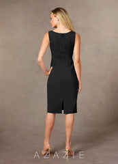 Azazie Ryne Black Sheath Lace Dress black