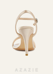 Champagne Satin Ankle Strap High Heels  champagne