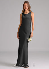 Azazie Allettie Black Mermaid Stretch Satin Dress
