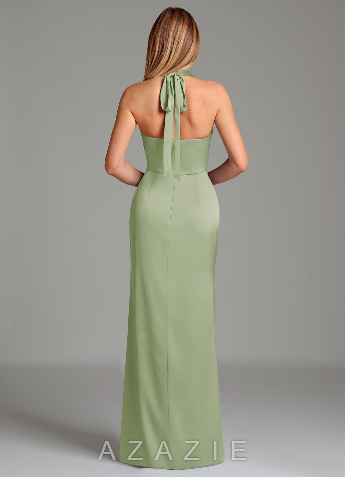 Azazie Serenity Dusty Sage Mermaid Sweetheart Neckline Stretch Satin Dress dusty_sage