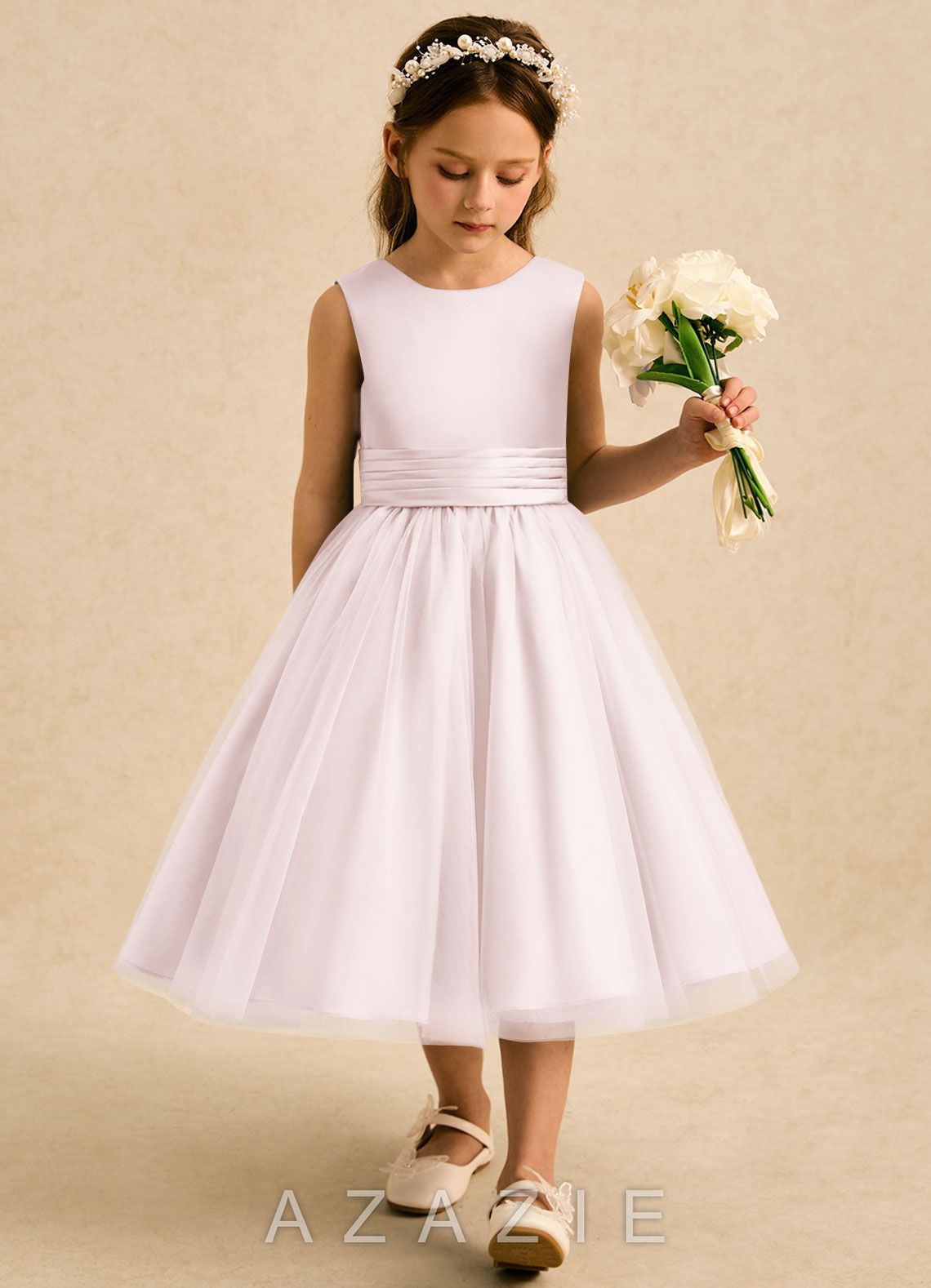 Azazie Bea Blushing Pink A-Line Bow Matte Satin Dress blushing_pink