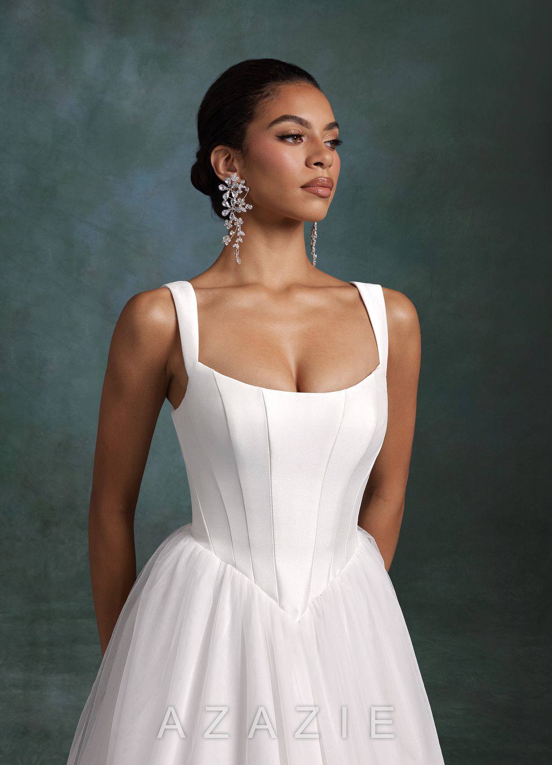 Azazie Jasmine Diamond White Ball-Gown Stretch Mikado Dress diamond_white