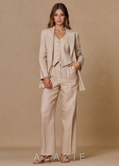 Belicia Tan 100% Linen 2-Piece Suit