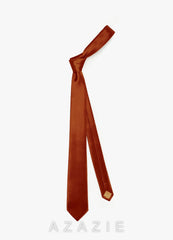 Metallic Satin Skinny Tie  auburn
