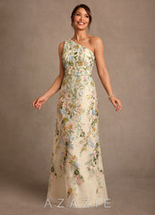 Azazie Bertie Champagne A-Line Lace Dress champagne