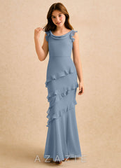 Azazie Aria Girls Formal Dusty Blue Mermaid Ruched Chiffon Dress dusty_blue