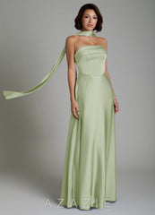 Azazie Odele Dusty Sage A-Line Strapless Stretch Satin Dress