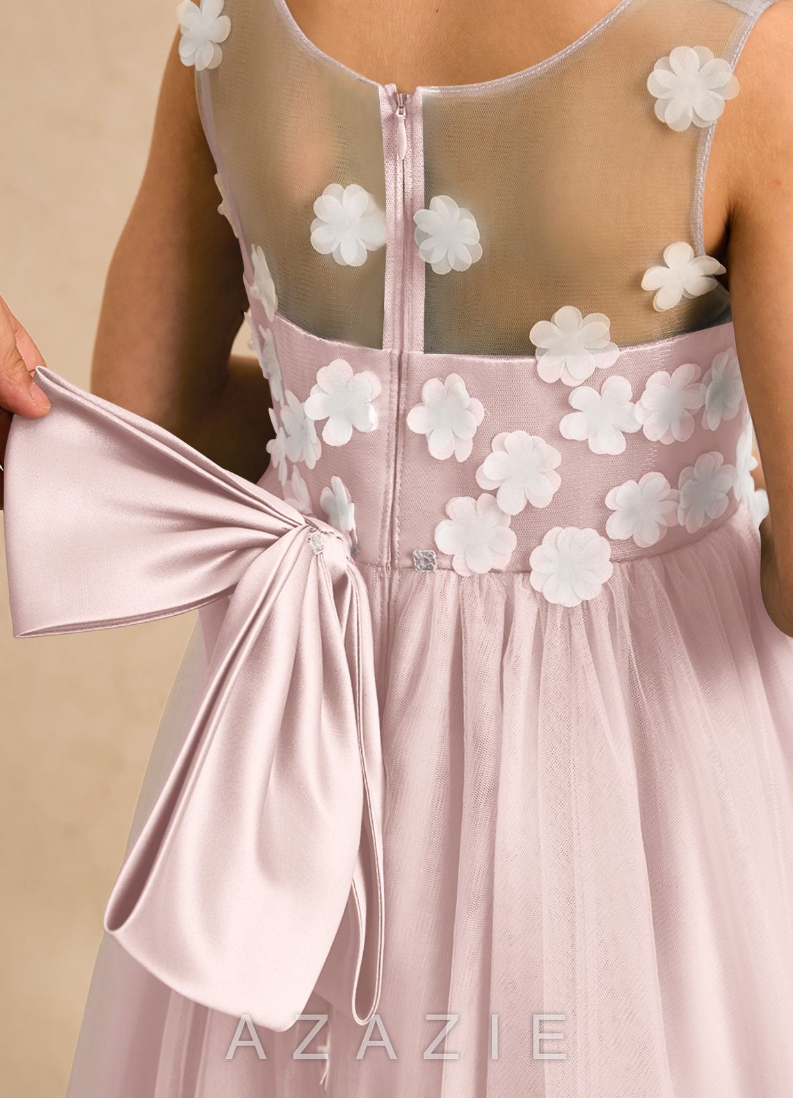 Azazie Sadie Blushing Pink A-Line Sweetheart Neckline Tulle Dress blushing_pink